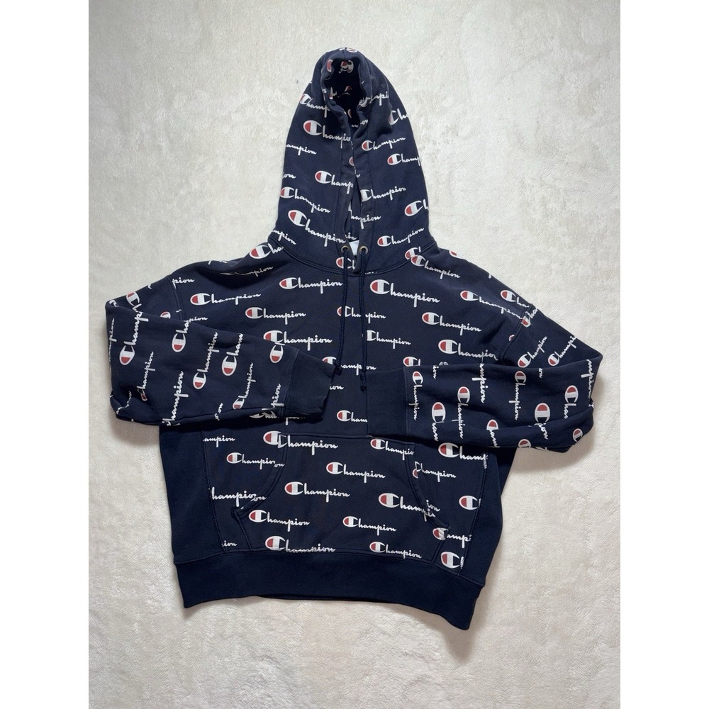 Champion All Over Print Reverse Weave Youth Size X Large Hoodie Sweatshirt